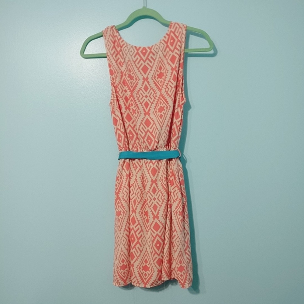 PINK OWL Coral Aztec Dress with Tie Waist - Picture 2 of 7